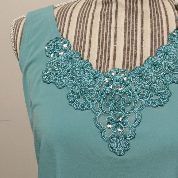 Teal 2-pc tank & pants set - Picture 2 of 8